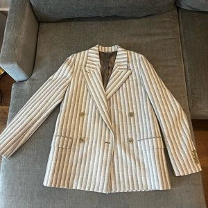 Acne Studios striped wool and cotton-blend tweed blazer